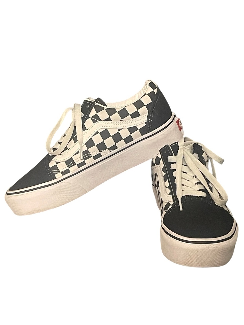 Vans authentic checkered black & white suede & canvas skate shoes M-6 W-7.5 - Picture 2 of 11